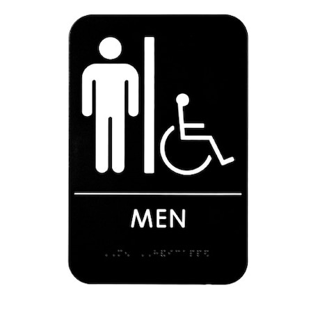 Alpine Industries Mens Braille Handicapped Restroom Sign, Black/White, ADA Compliant, 6x9, PK15 ALPSGN-2-10pk